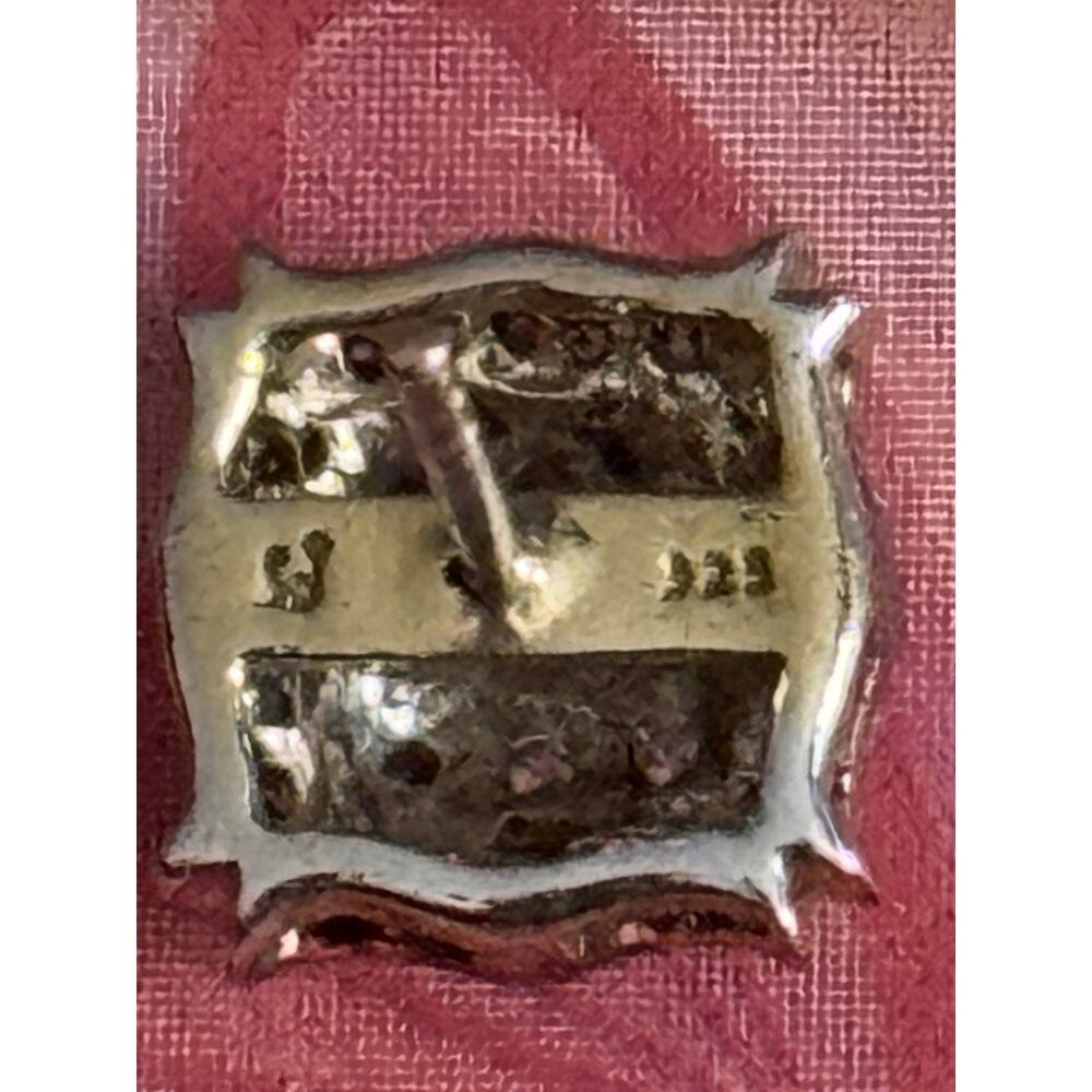 Vintage Sterling Silver 925 Pavé Diamond Square Stud Earrings Total 42 Diamonds - Picture 6 of 9